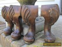 4 Short Chunky Antique Carved Wood Shell Design Furniture Legs Feet