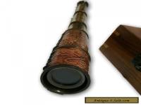 nautical solid brass spy glass telescope with decorative wood box ~ gift TC 033