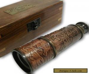 Item nautical solid brass spy glass telescope with decorative wood box ~ gift TC 033 for Sale