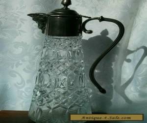 Item Antique Vintage Cut Glass Silver Plated Jug Signed  for Sale