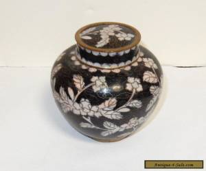 Item CHINESE CLOISONNE BLACK ENAMEL FLORAL GINGER JAR BOX for Sale