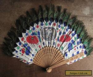 Item 2 - Antique Chinese Hand Painted Hand Fan - Peacock Feathers for Sale