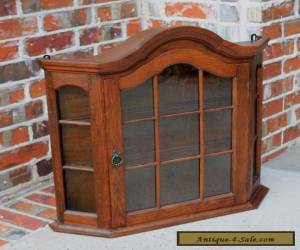 Antique French Oak Dome Top Wall Shelf Curio Glass Cabinet Bonnet Top Vitrine for Sale