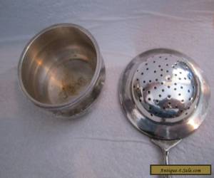 Item Antique Vintage Silver Plate Plated Tea Strainer Sieve & Bowl for Sale