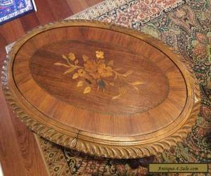 Item Antique Victorian Era Walnut Table with Carved Figural Legs & Inlay  for Sale