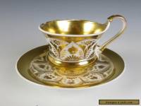 Antique KPM Porcelain CUP & SAUCER German FRENCH EMPIRE Style Gold Gilt Berlin
