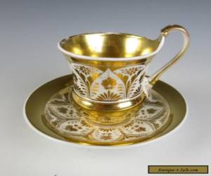 Item Antique KPM Porcelain CUP & SAUCER German FRENCH EMPIRE Style Gold Gilt Berlin for Sale