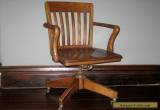Vintage Antique Wood Swivel Bankers Office Armchair Chair for Sale
