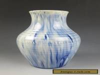 Early Antique MOORCROFT Blue & White Mottled Drip Vase England Pottery Vintage