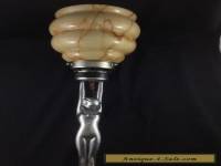 ART DECO NUDE LADY DIANA LAMP & URANIUM GLASS BEEHIVE SHADE FRANKART STYLE RARE