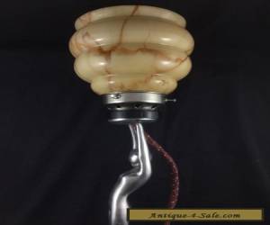 Item ART DECO NUDE LADY DIANA LAMP & URANIUM GLASS BEEHIVE SHADE FRANKART STYLE RARE for Sale