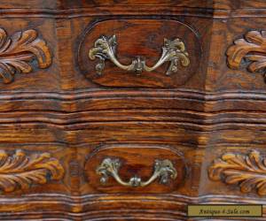 Item Antique French Carved Dark Oak Serpentine Chest End Table Nightstand Cabinet  for Sale