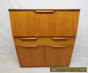 Item Vtg Mid Century Danish Modern Teak Drop Front Desk Secretary w/ Drawer & Cabinet for Sale