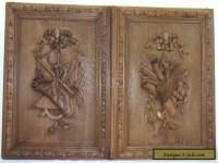 pair  antique FRENCH wood door panel  carved style  LOUIS XVI