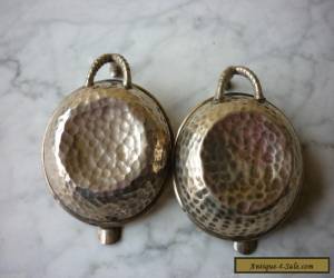 Item Vintage Pair Beaten Sterling Silver Cigar Ashtrays With Handle  for Sale