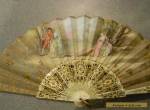 Antique Hand painted scene Victorian Ladies Fan signed  for Sale