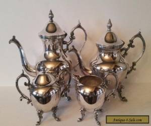 Item VINTAGE ROYAL CROWN CO SILVER ON COPPER 4 PC COFFEE SET for Sale