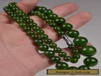 ORIENTAL VINTAGE GREEN JADE BEADS NECKLACE