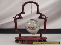 Vintage Chinese Glass Egg w/ Wood Stand
