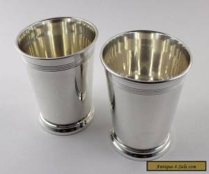 Item Reed & Barton Sterling Silver H14 Mint Julep Cups - Set of 2 - Monogram "JVD" for Sale