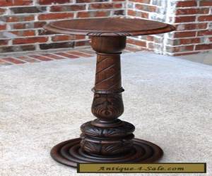 Item Antique English Carved Oak Turned Post Pedestal Display Table Plant Stand #2 for Sale