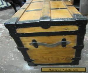 Item  Refinished Flat Top Steamer Trunk Antique Chest  for Sale