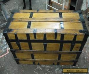 Item  Refinished Flat Top Steamer Trunk Antique Chest  for Sale