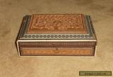 ANTIQUE ANGLO INDIAN SANDALWOOD & SADELI MOSAIC HAND CARVED LARGE BOX MID 19th C for Sale
