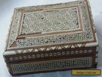 Antique Vintage Inlaid Mother of Pearl Mosaic Trinket Box for Restoration