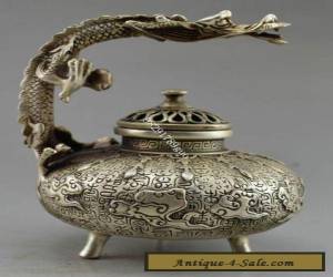 Item Chinese Old Handwork Tibet Silver Carved Dragon Incense Burner for Sale