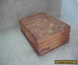 Item AN OLD VINTAGE ITALIAN WOODEN BOX WITH A LEATHER DESIGNED COVER for Sale