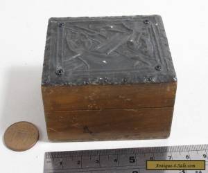 Item ANTIQUE CELTIC METAL PEWTER? TOP WOODEN TRINKET BOX for Sale