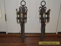 Vintage Antique Pair Wrought Iron Wall Sconces