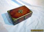 A VINTAHGE LOCKABLE WOODEN AND BRASS BOX WITH FLEUR de LIS DECOR for Sale