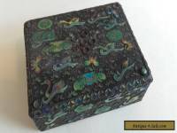  Antique Vintage Chinese Enamelled Box with Lid ~ Swimming Ducks  