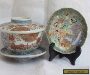 Antique Japanese Meiji Porcelain Rice bowl & Saucer plate for Sale