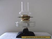 Antique Oil Lamp With Cast Iron Base