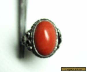 Item Old  Chinese adjustable silver & coral ring for Sale