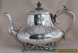 Antique PHILIP ASHBERRY & SONS Silver Plate Large Capacity Tea Pot - Etched for Sale