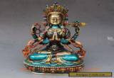 Chinese Cloisonne Handwork Carved Four armt Tara Buddha Statue for Sale