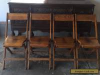 Vintage Snyder Antique Wood Oak Wooden Folding Chairs Set of 4