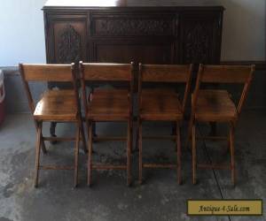 Item Vintage Snyder Antique Wood Oak Wooden Folding Chairs Set of 4 for Sale