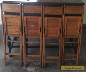 Item Vintage Snyder Antique Wood Oak Wooden Folding Chairs Set of 4 for Sale