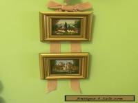 2 antique miniature arcylic paintings with gold frame