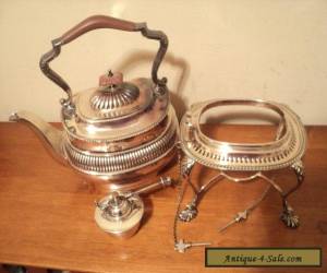 Item Antique Ornate Silverplate English Hinged Kettle Teapot on Stand w/ burner Keys  for Sale