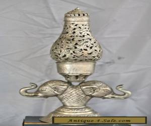 Fantastic Tall Vintage Solid Silver Double Elephant Table Lamp  Made In India for Sale