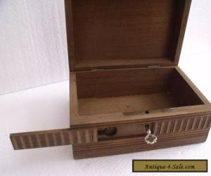 Item vintage carved wooden box with secret key compartment,  for Sale