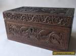 Lovely Antique Deep Carved Rosewood Wooden Box Dutch Maori Tiki ? for Sale