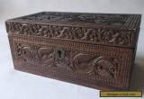 Lovely Antique Deep Carved Rosewood Wooden Box Dutch Maori Tiki ? for Sale