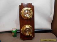  Vintage  Style Pair Solid Brass Porthole Style Ship's Quartz Clock & Barometer